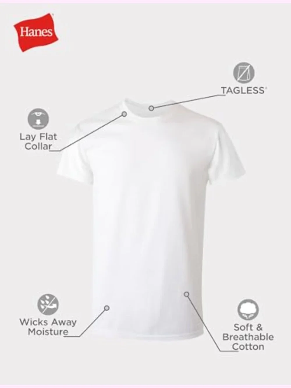 Men's Cotton Undershirts Multi-Pack Crew Neck Short Sleeve